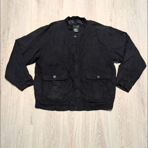 PGA Tour Signature Collection Bomber Jacket Mens L Black Soft Golf Harrington